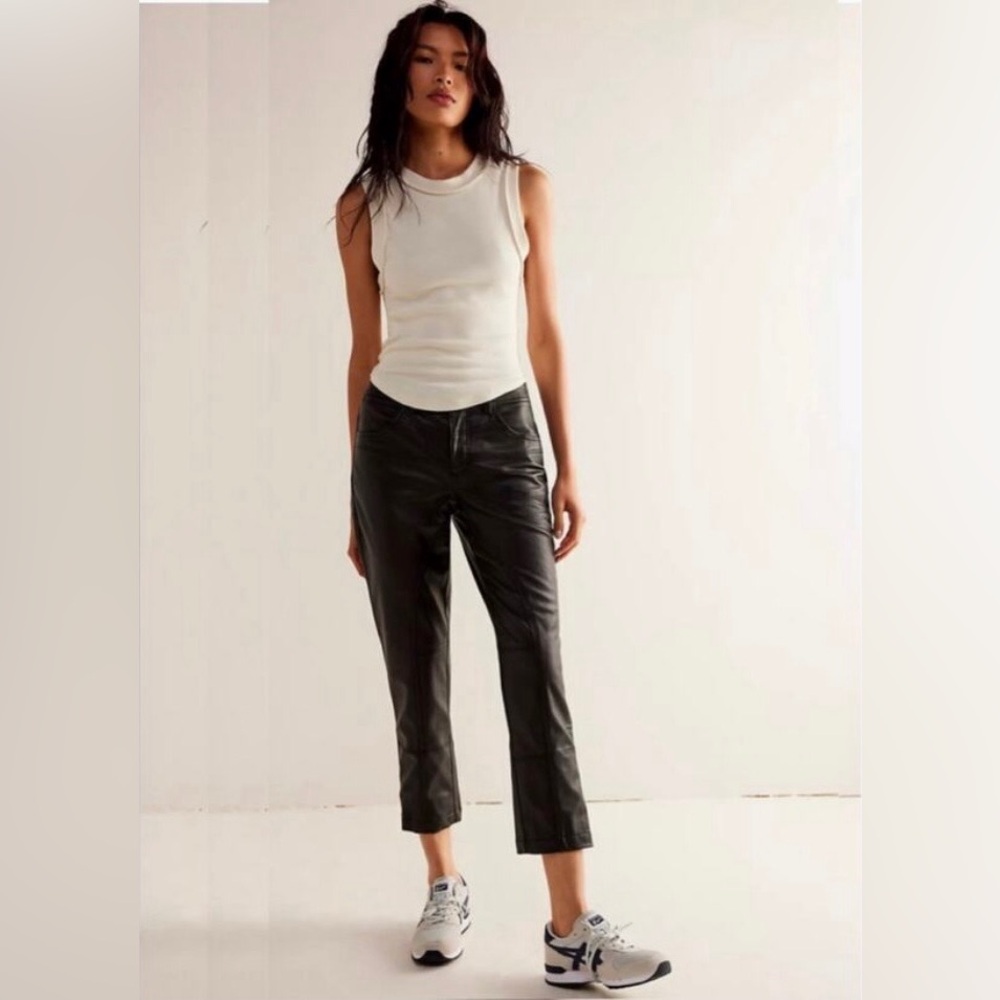 Free People We The Free Rebel Vegan Leather Pants Black size 4 NWT